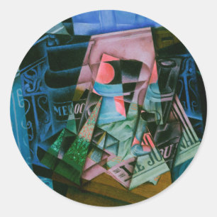 Stilleben vor einem offenen Fenster von Juan Gris Runder Aufkleber