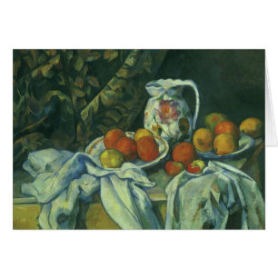 Stilleben, Vorhang und Krug von Paul Cezanne