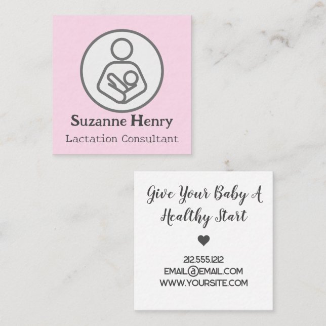 Stillende Leche Baby Quadratische Visitenkarte (Vorne/Hinten)