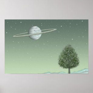 Stiller Baum, der auf einem fernen Stern steht. Poster