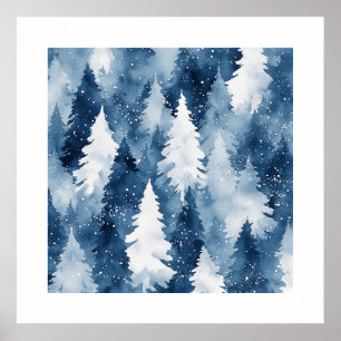 Stiller Kiefern-Winterwald Poster