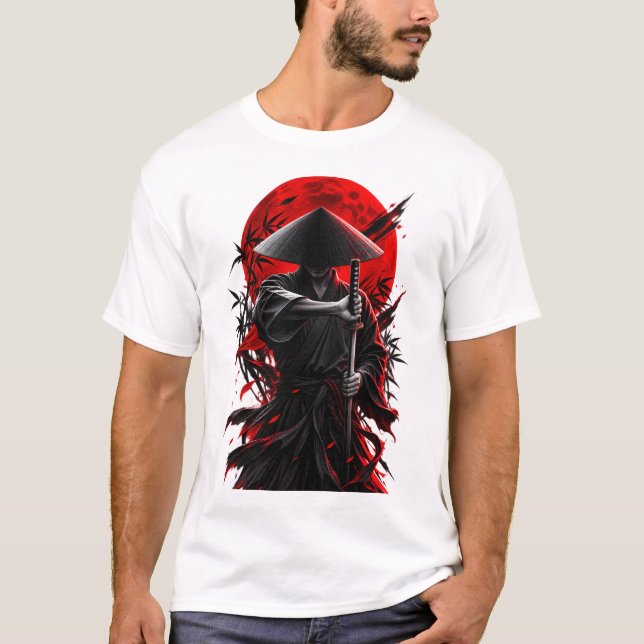 Stiller Ronin — Crimson Moon Samurai T-Shirt (Vorderseite)