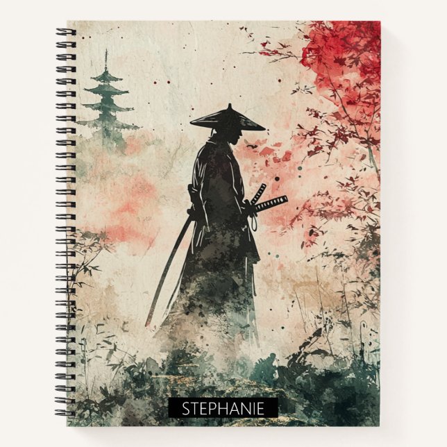 Stiller Samurai Karminroter Wald (1) Notizbuch (Vorderseite)