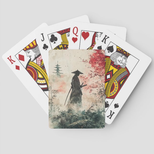 Stiller Samurai Karminroter Wald (1) Spielkarten (Rückseite)