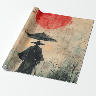 Stiller Samurai Karminroter Wald (2) Geschenkpapier