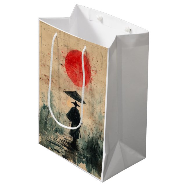 Stiller Samurai Karminroter Wald (2) Mittlere Geschenktüte (Vorderseite Schrägansicht)