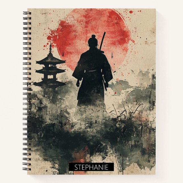 Stiller Samurai Karminroter Wald (3) Notizbuch (Vorderseite)