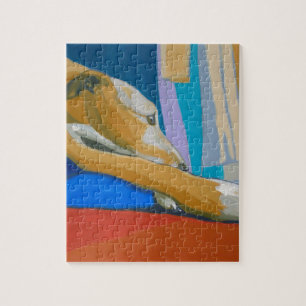 "Stiller Sehnsucht" - gelber Lurcher Puzzle