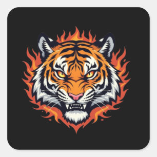 Stiller Tiger – Präzision und Kraft Quadratischer Aufkleber