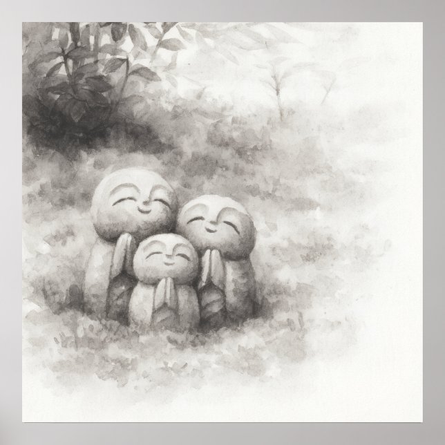 Stiller Übergang — Tuschmalerei Wabi-Sabi Harmonie Poster (Vorne)