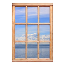 Stiller und friedlicher Ozeanblick aus einem Fenst