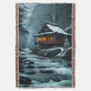 Stiller Winter: Stiller Tempel am Winterfluss Decke
