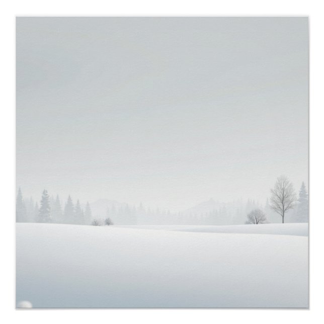 Stiller Winterhorizont – Minimale Schneelandschaft Poster (Vorderseite)