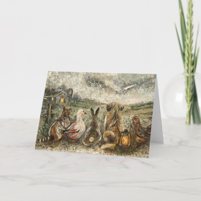 Stilles Beobachten der wunderlichen Farmhaustiere  Karte (Vorderseite)