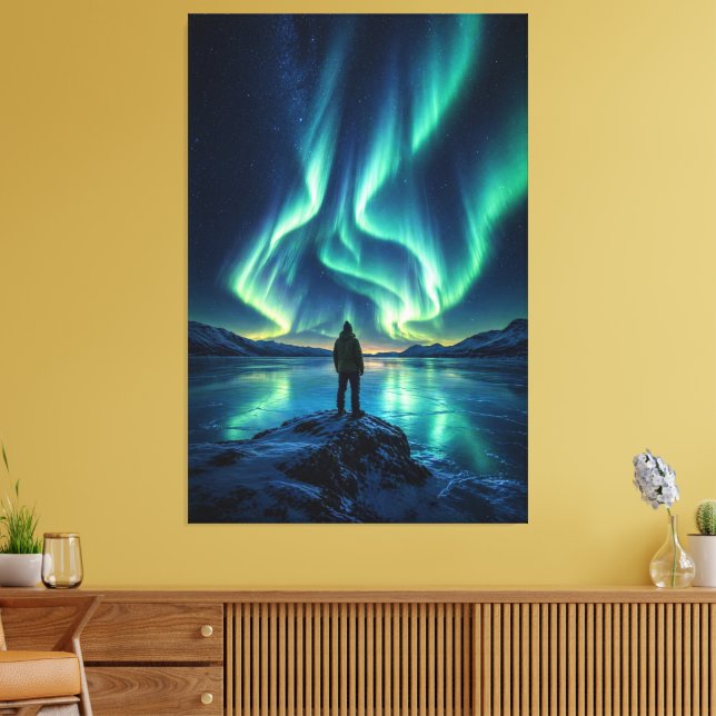 Stilles Erwachen – Aurora Borealis Leinwanddruck (Insitu (Wohnzimmer))