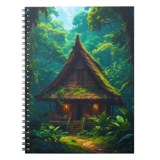 Stilles Haus im tropischen Wald Notizblock (Vorderseite)