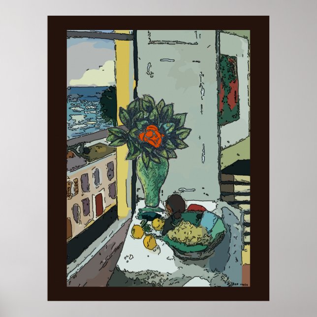 Stilles Leben aus Fenster Poster (Vorne)