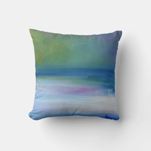 Stilles Seeblaues Grünabstraktes Throw-Kissen Kissen (Vorderseite)