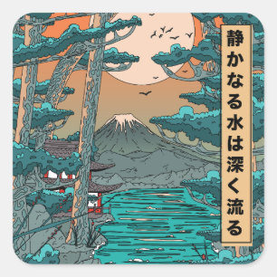 Stilles Wasser ist tief. Quadratischer Aufkleber