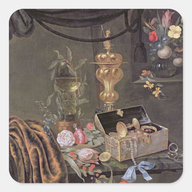 Stillleben 2 quadratischer aufkleber (Vorderseite)