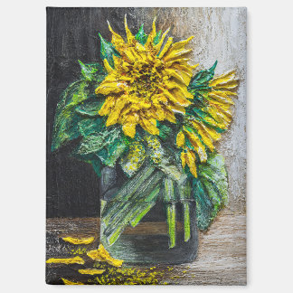 Stillleben-Acrylgemälde mit Sonnenblumen Magnet