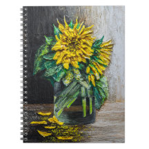 Stillleben-Acrylgemälde mit Sonnenblumen