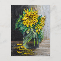 Stillleben-Acrylgemälde mit Sonnenblumen