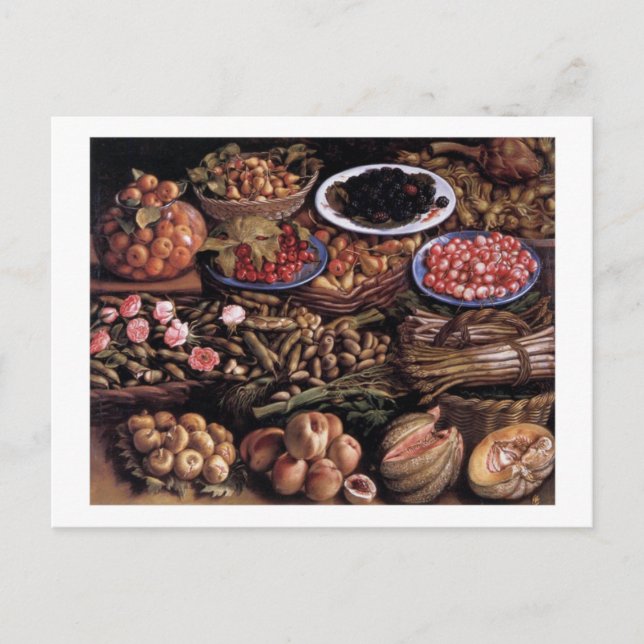 Stillleben an der Grenze von Vincenzo Campi Postkarte (Vorderseite)