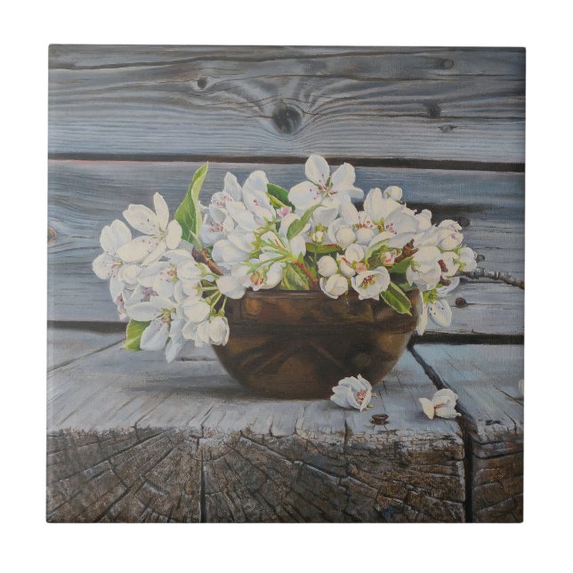 Stillleben Apfelblüte – Original-Fine-Art-Druck Fliese (Vorderseite)