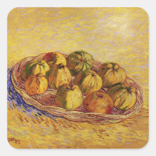 Stillleben, Äpfelkörbe von Vincent van Gogh Quadratischer Aufkleber