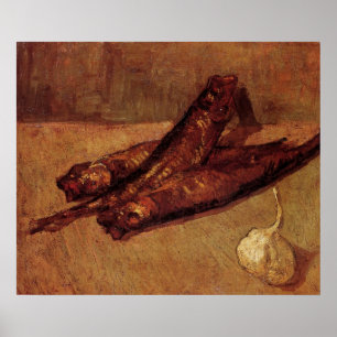 Stillleben Bloaters und Knoblauch von Vincent van Poster