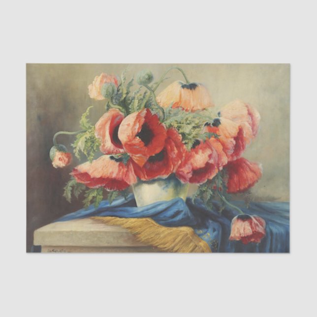 Stillleben Blume Blumenmohn Mohn Decoupage Seidenpapier (Vorderseite)