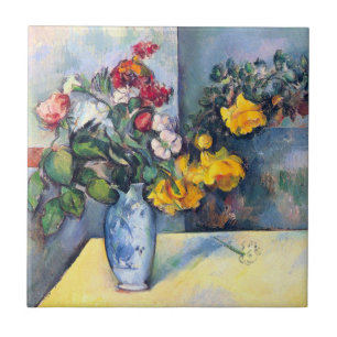 Stillleben Blume in einer Vase von Paul Cezanne Fliese