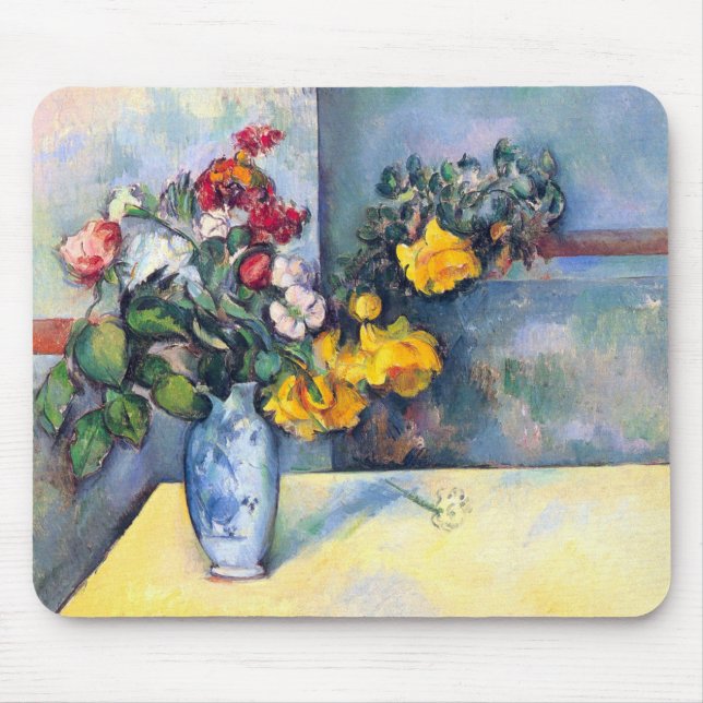 Stillleben Blume in einer Vase von Paul Cezanne Mousepad (Vorne)