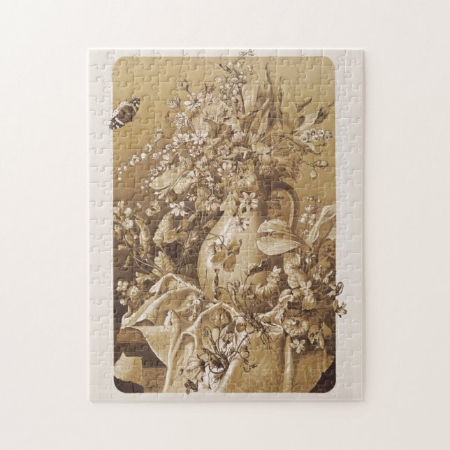 Stillleben Blume Stück Sepia Nostalgie Puzzle (Vertikal)