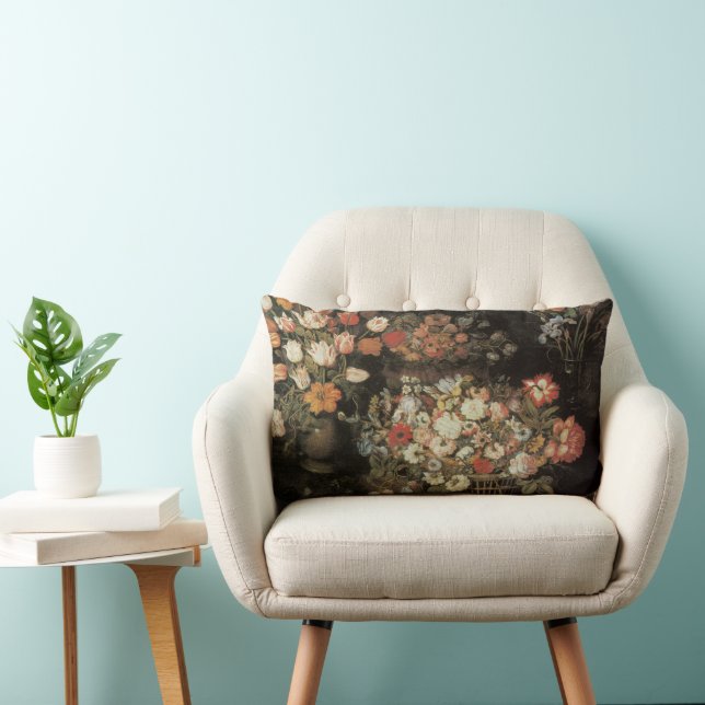 Stillleben Blume, Vintages Blumenbarock Lendenkissen (Stuhl )