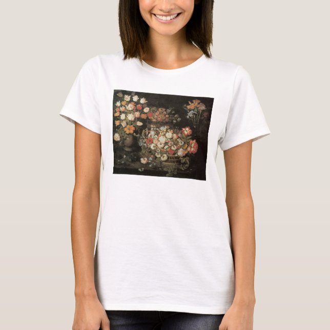 Stillleben Blume, Vintages Blumenbarock T-Shirt (Vorderseite)