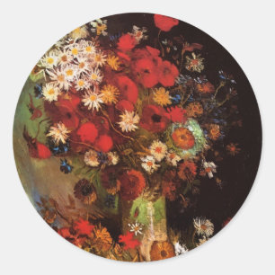 Stillleben Blumen in einer Vase von Vincent van Go Runder Aufkleber