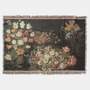 Stillleben Blumen, Vintage Floral Barock Decke