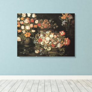 Stillleben Blumen, Vintage Floral Barock Leinwanddruck