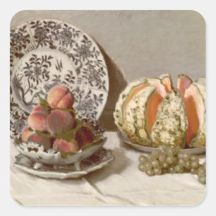 Stillleben Claude Monets  , 1872 Quadratischer Aufkleber