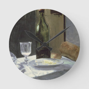 Stillleben Claude Monets mit Flaschen Runde Wanduhr