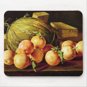 Stillleben der Orangen, der Melonen und der Kästen Mousepad