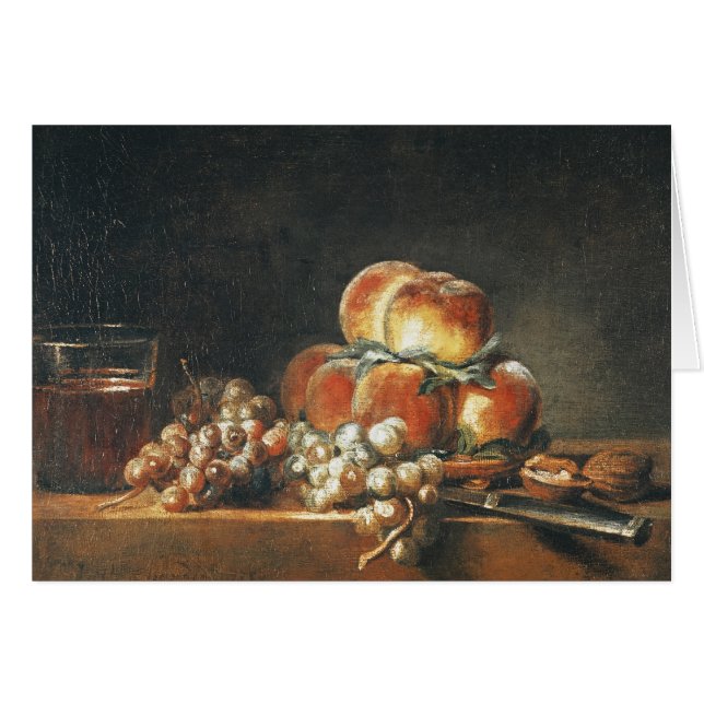 Stillleben der Pfirsiche, Nüsse, Trauben (Vorderseite (Horizontal))
