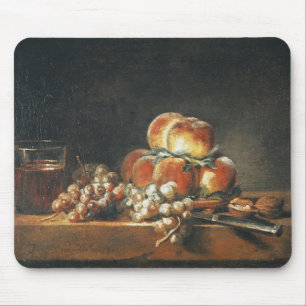 Stillleben der Pfirsiche, Nüsse, Trauben Mousepad