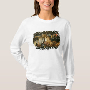 Stillleben der toten Vögel und des Hasen auf eine T-Shirt