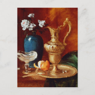 Stillleben eines Goldschmiedes, Vase der Blume Postkarte