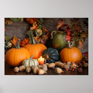 Stillleben Erntedekoration für Erntedank Poster