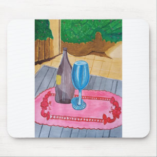 Stillleben, Flasche und Glas Mousepad