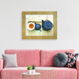 Stillleben-Fotografie Vintage-Teegarnitur von oben Leinwanddruck